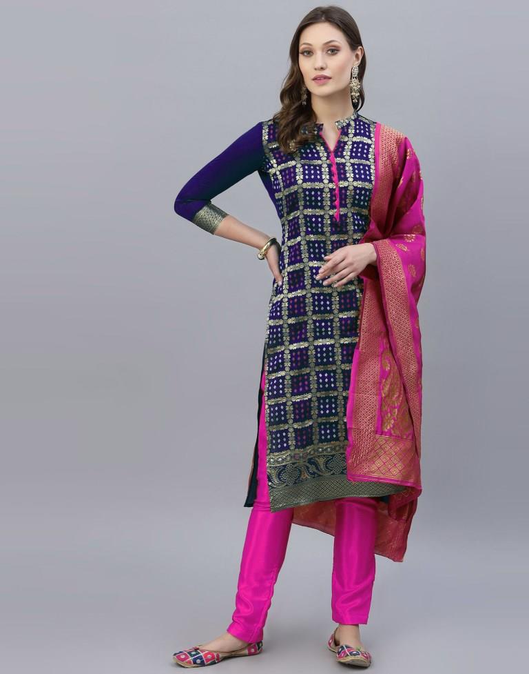 Jacquard Silk Unstitched Salwar Suit Material | Sudathi