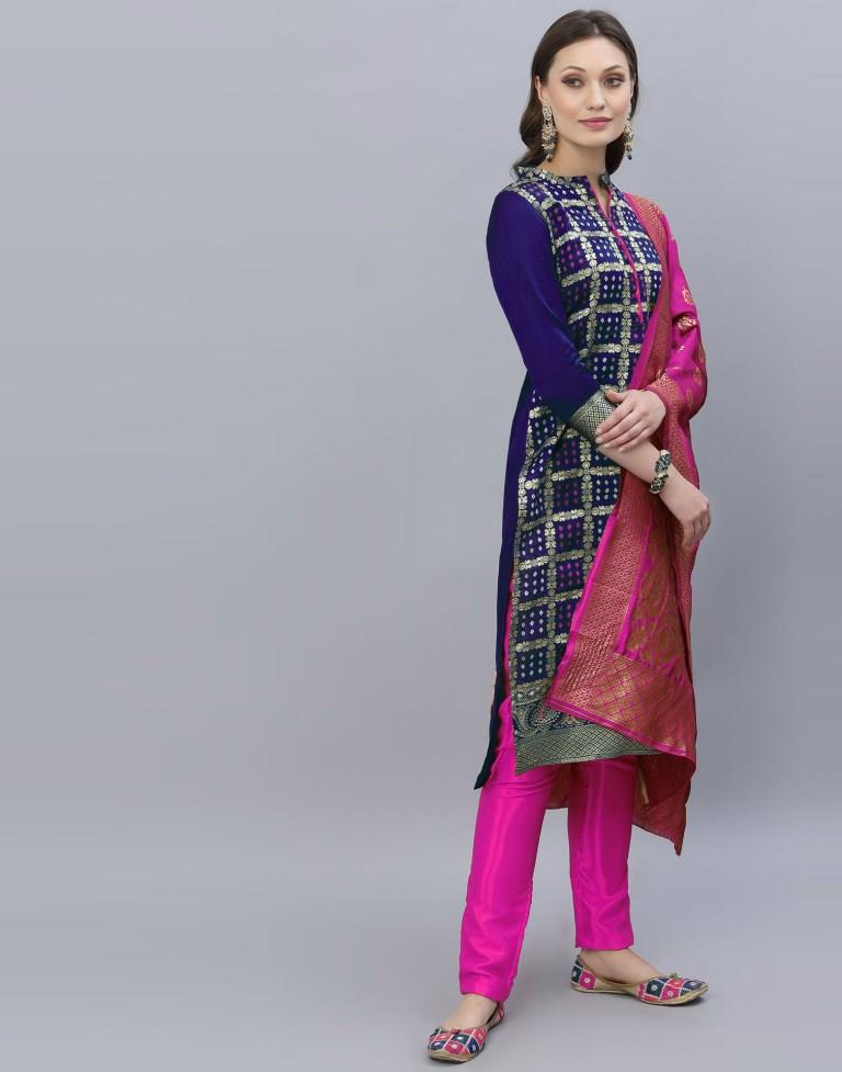 Jacquard Silk Unstitched Salwar Suit Material | Sudathi