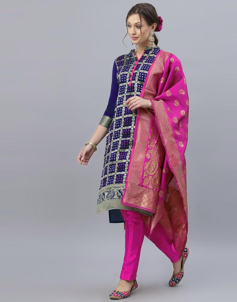 Jacquard Silk Unstitched Salwar Suit Material | Sudathi