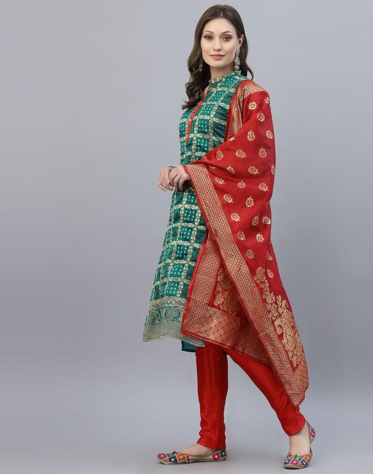 Jacquard Silk Unstitched Salwar Suit Material | Sudathi