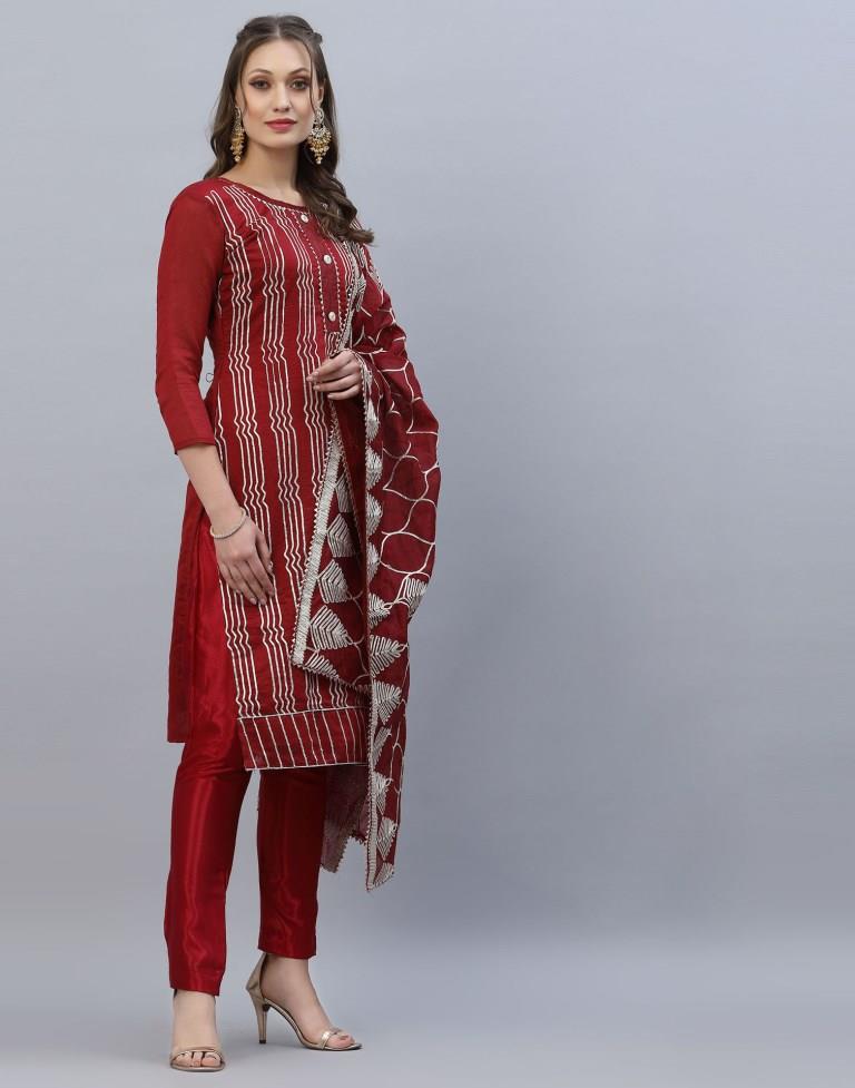 Embroidered Cotton Unstitched Salwar Suit Material | Sudathi