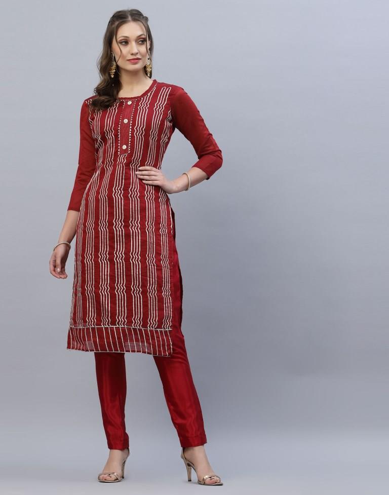 Embroidered Cotton Unstitched Salwar Suit Material | Sudathi