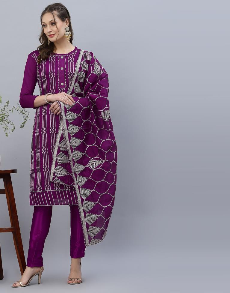 Embroidered Cotton Unstitched Salwar Suit Material | Sudathi