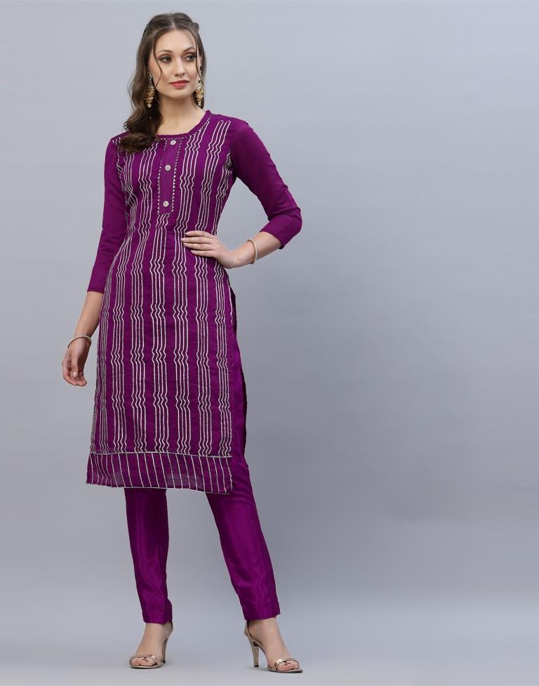 Embroidered Cotton Unstitched Salwar Suit Material | Sudathi