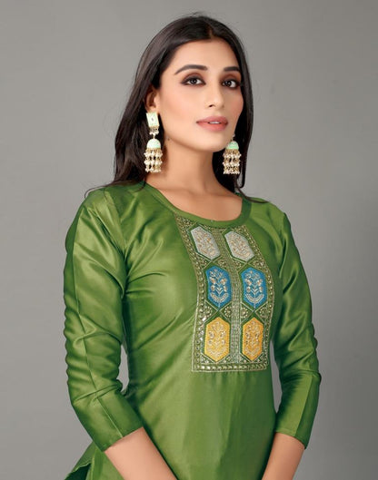 Embroidery Silk Unstitched Salwar Suit Material | Sudathi