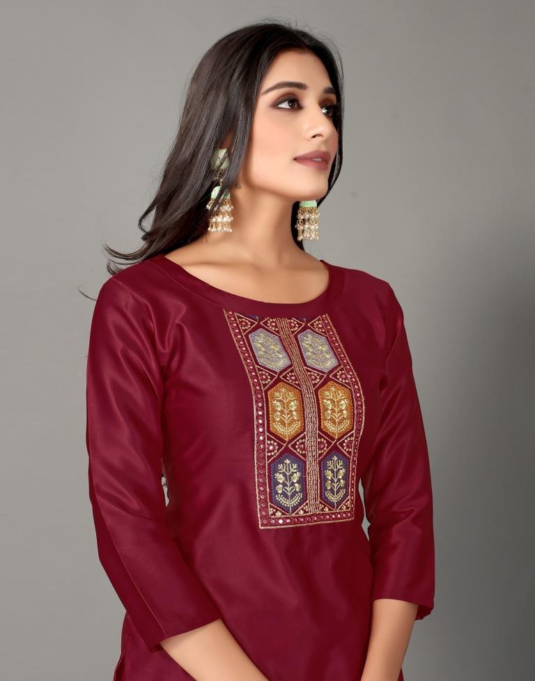 Embroidery Silk Unstitched Salwar Suit Material | Sudathi