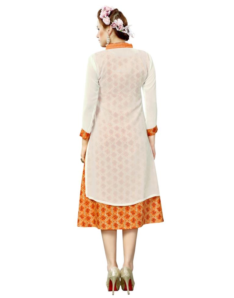 White Coloured Georgette Printed Kurti | Sudathi