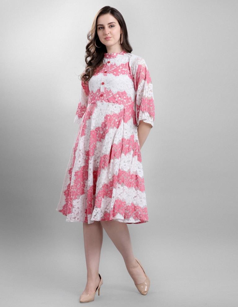 Pink Coloured Net Russell Net Dress | Sudathi
