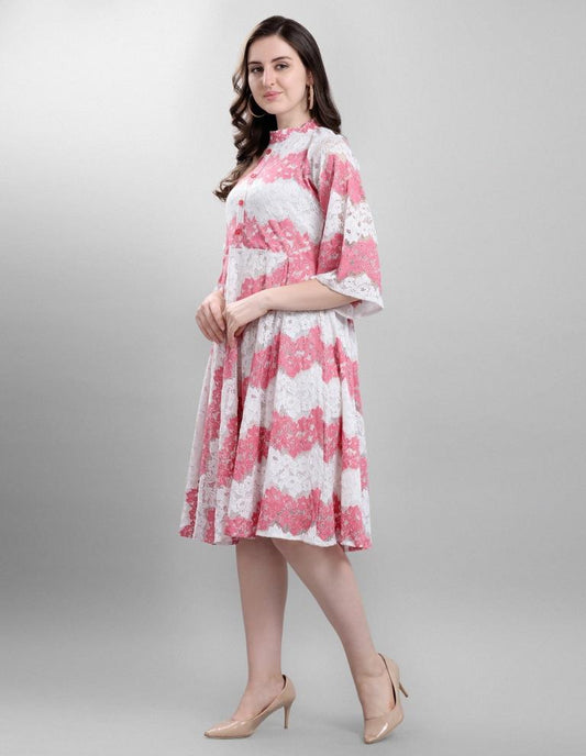 Pink Coloured Net Russell Net Dress | Sudathi