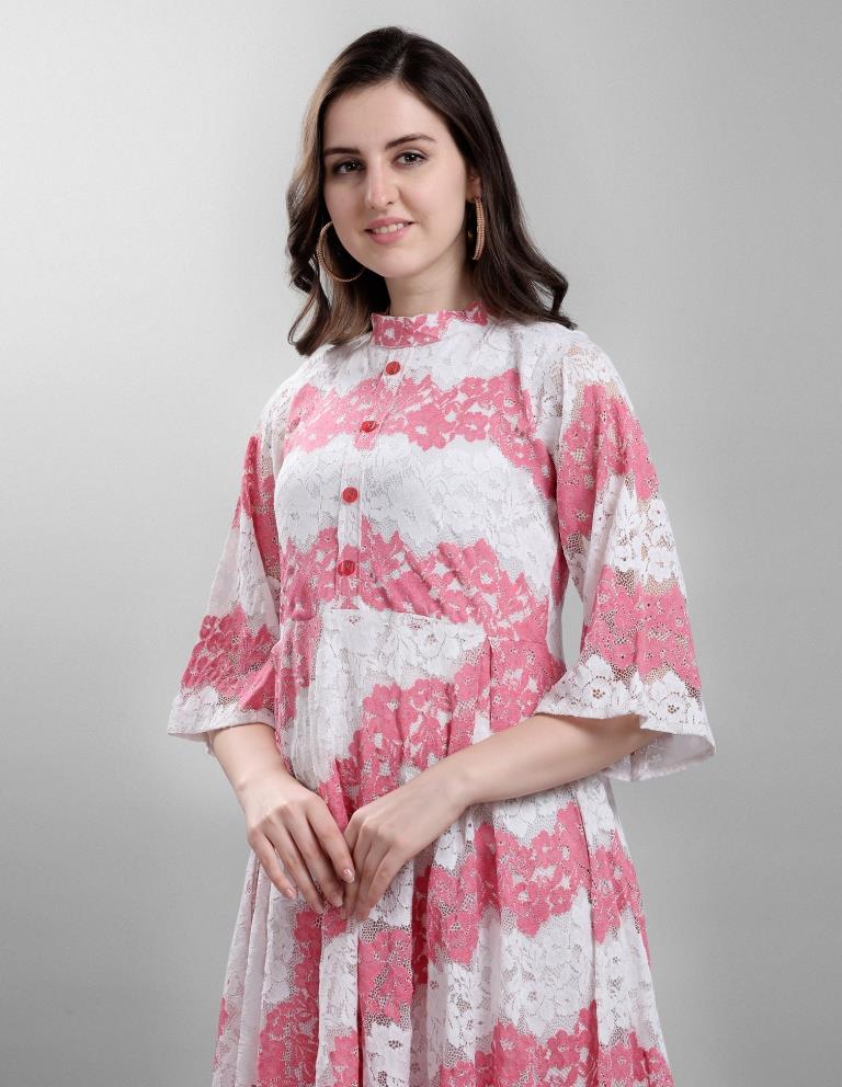 Pink Coloured Net Russell Net Dress | Sudathi