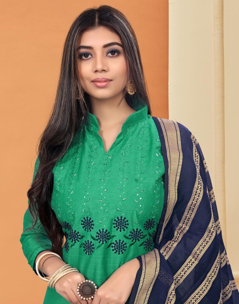 Embroidered Cotton Unstitched Salwar Suit Material | Sudathi