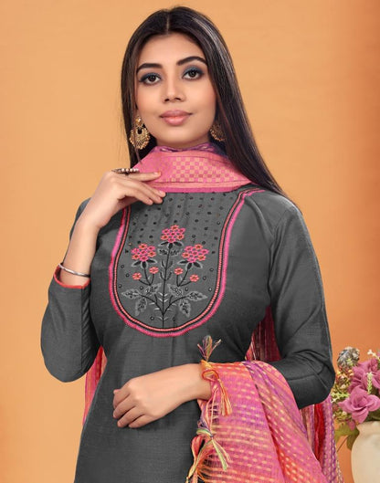 Embroidered Cotton Unstitched Salwar Suit Material | Sudathi