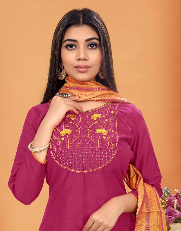 Embroidered Cotton Unstitched Salwar Suit Material | Sudathi