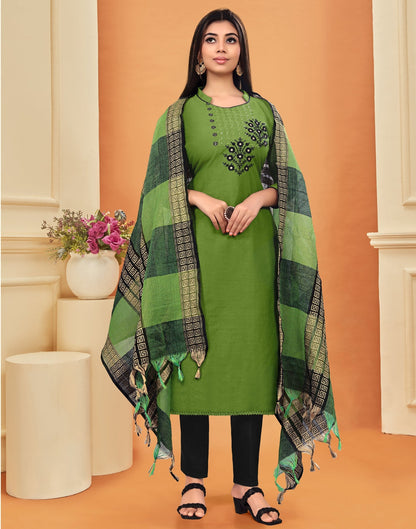 Embroidered Cotton Unstitched Salwar Suit Material | Sudathi