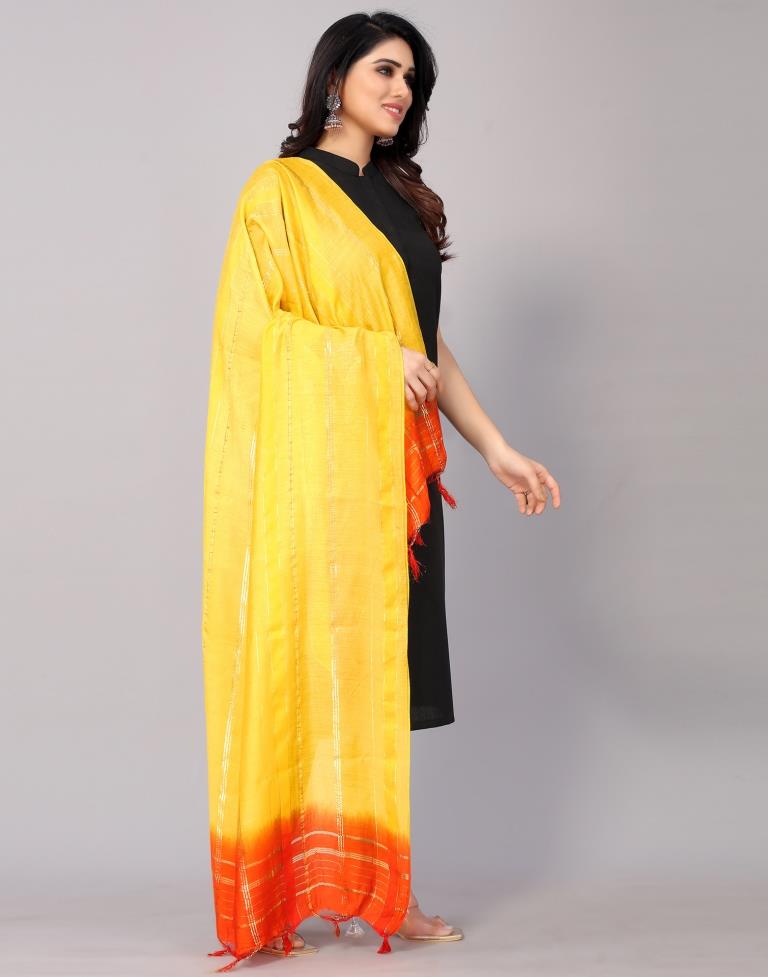 Yellow Cotton Embellished Dupatta | Leemboodi