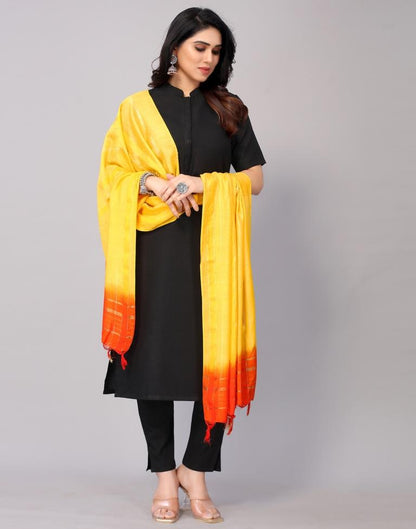 Yellow Cotton Embellished Dupatta | Leemboodi