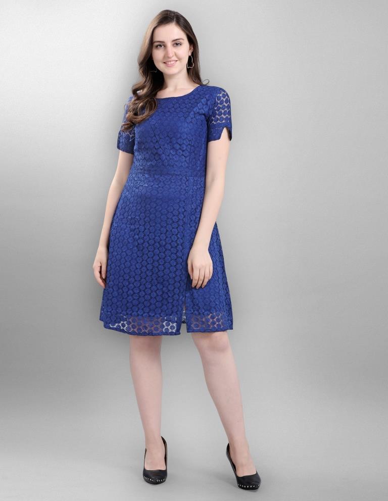 Blue Coloured Net Russell Net Dress | Sudathi