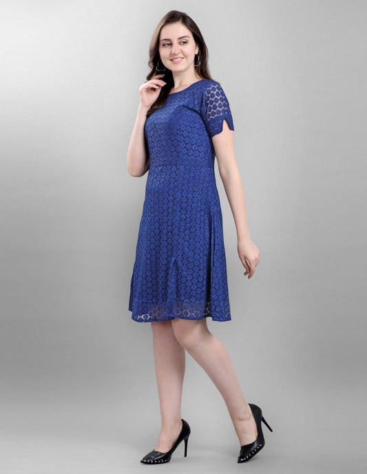 Blue Coloured Net Russell Net Dress | Sudathi
