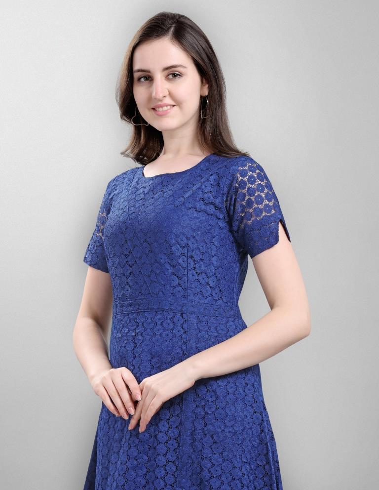 Blue Coloured Net Russell Net Dress | Sudathi