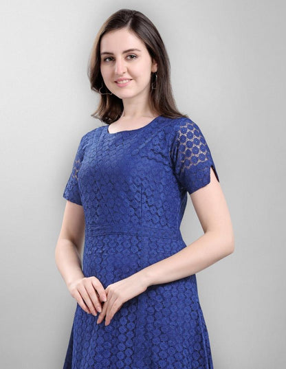 Blue Coloured Net Russell Net Dress | Sudathi