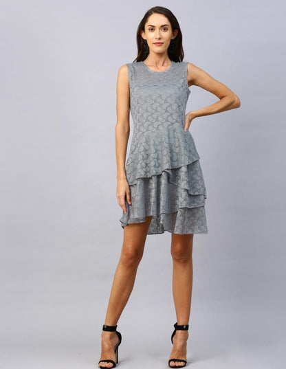 Grey Coloured Net Russell Net Dress | Sudathi