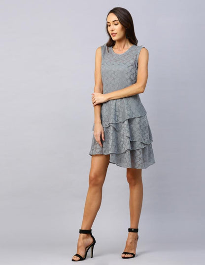 Grey Coloured Net Russell Net Dress | Sudathi