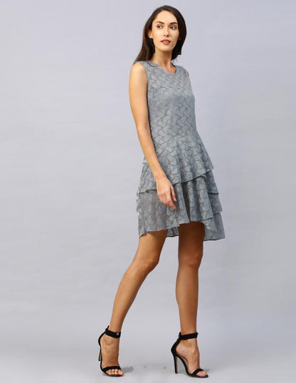 Grey Coloured Net Russell Net Dress | Sudathi