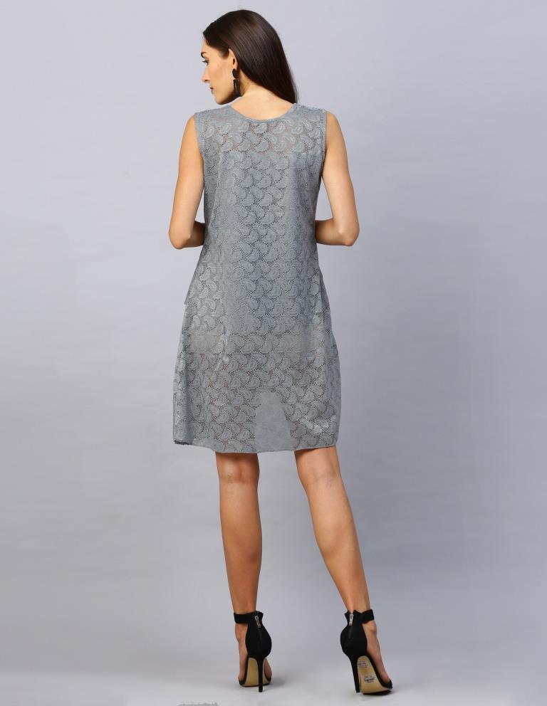 Grey Coloured Net Russell Net Dress | Sudathi