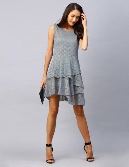 Grey Coloured Net Russell Net Dress | Sudathi