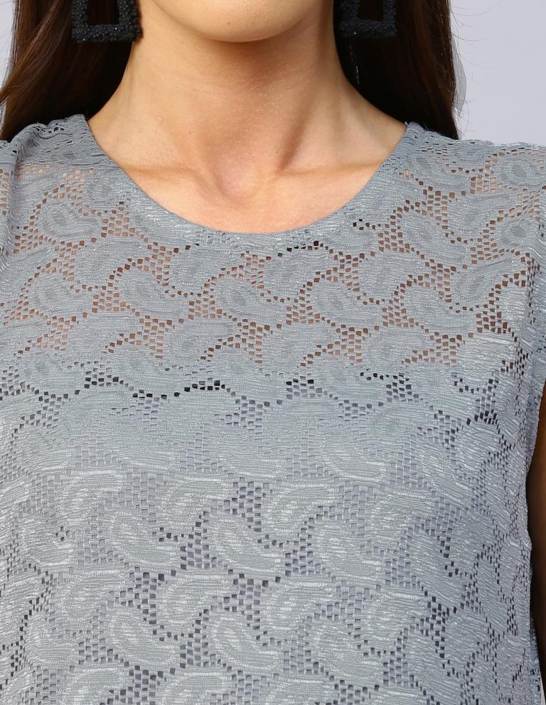 Grey Coloured Net Russell Net Dress | Sudathi