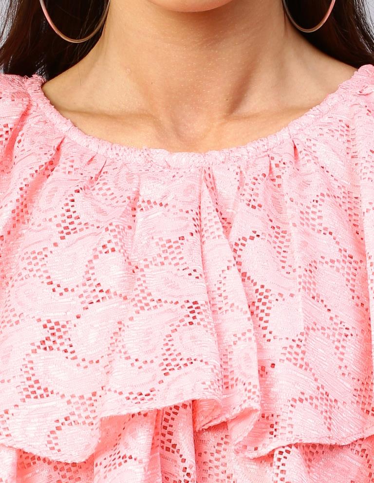 Pink Coloured Net Russell Net Dress | Leemboodi