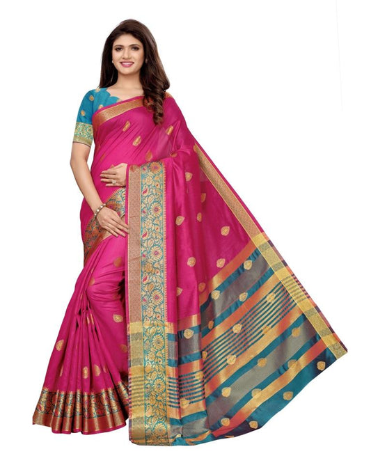 Pink Coloured Poly Silk Jacqurad Partywear Saree | Leemboodi