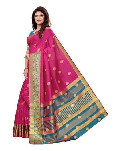 Pink Coloured Poly Silk Jacqurad Partywear Saree | Leemboodi