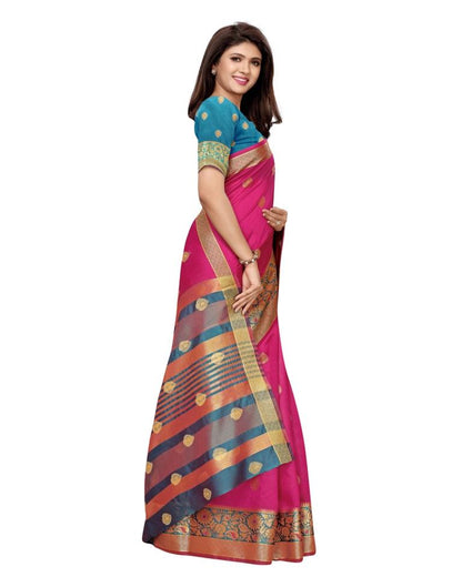 Pink Coloured Poly Silk Jacqurad Partywear Saree | Leemboodi