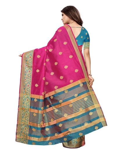 Pink Coloured Poly Silk Jacqurad Partywear Saree | Leemboodi