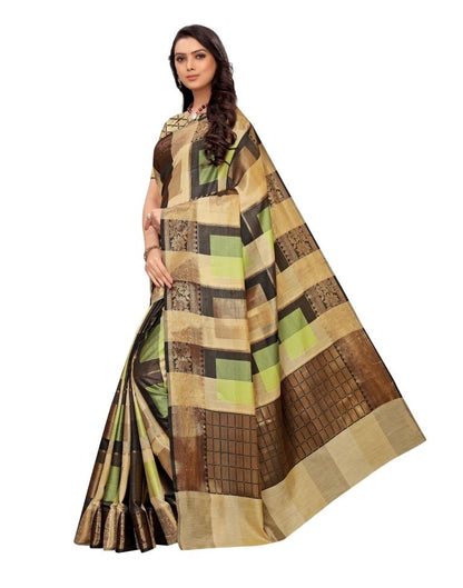 Beige Coloured Jacquard Silk Saree | Leemboodi