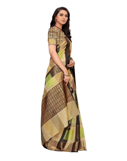 Beige Coloured Jacquard Silk Saree | Leemboodi