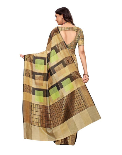 Beige Coloured Jacquard Silk Saree | Leemboodi