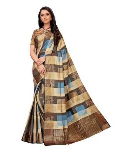 Beige Coloured Jacquard Silk Saree | Leemboodi