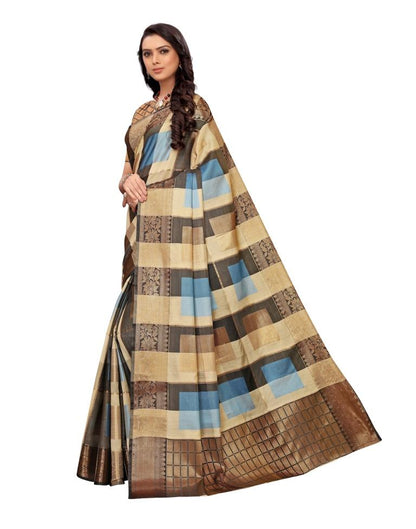 Beige Coloured Jacquard Silk Saree | Leemboodi