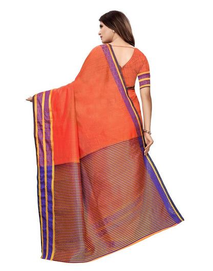 Peach Coloured Cotton Silk Woven Saree | Sudathi