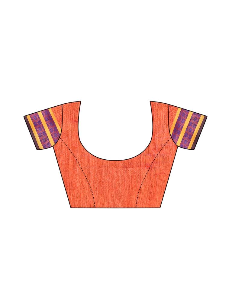 Peach Coloured Cotton Silk Woven Saree | Sudathi