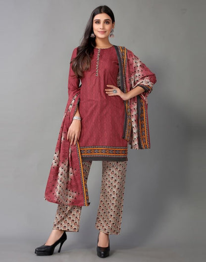 Printed Cotton Unstitched Salwar Suit Material | Sudathi