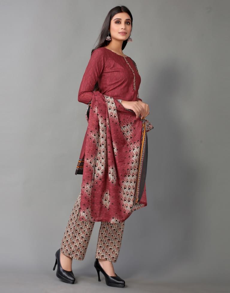 Printed Cotton Unstitched Salwar Suit Material | Sudathi