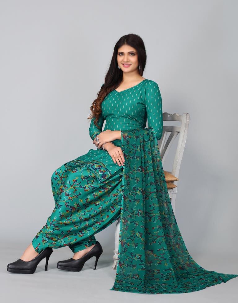 Printed Unstitched Salwar Suit Material | Sudathi