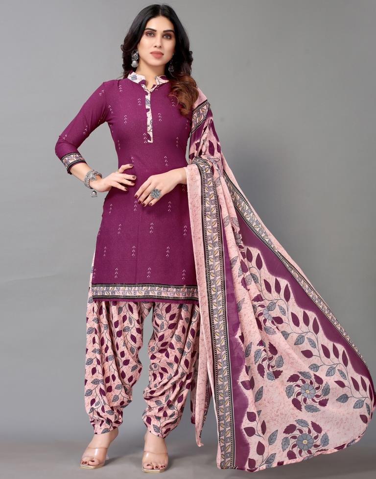 Printed Polyester Unstitched Salwar Suit Material | Sudathi