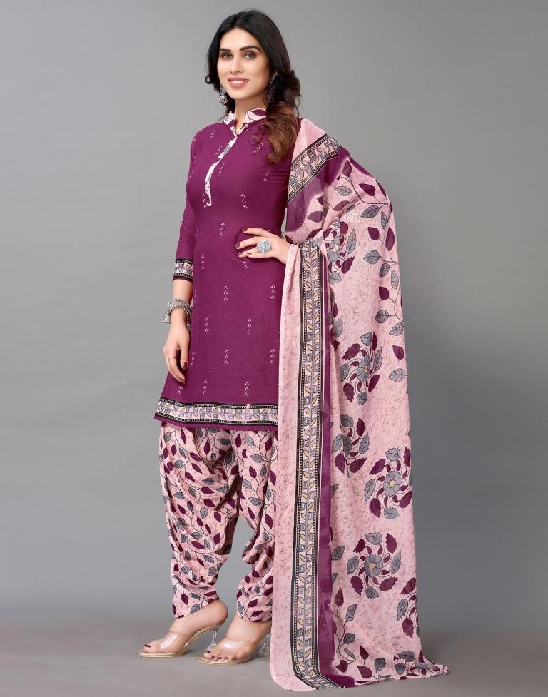 Printed Polyester Unstitched Salwar Suit Material | Sudathi