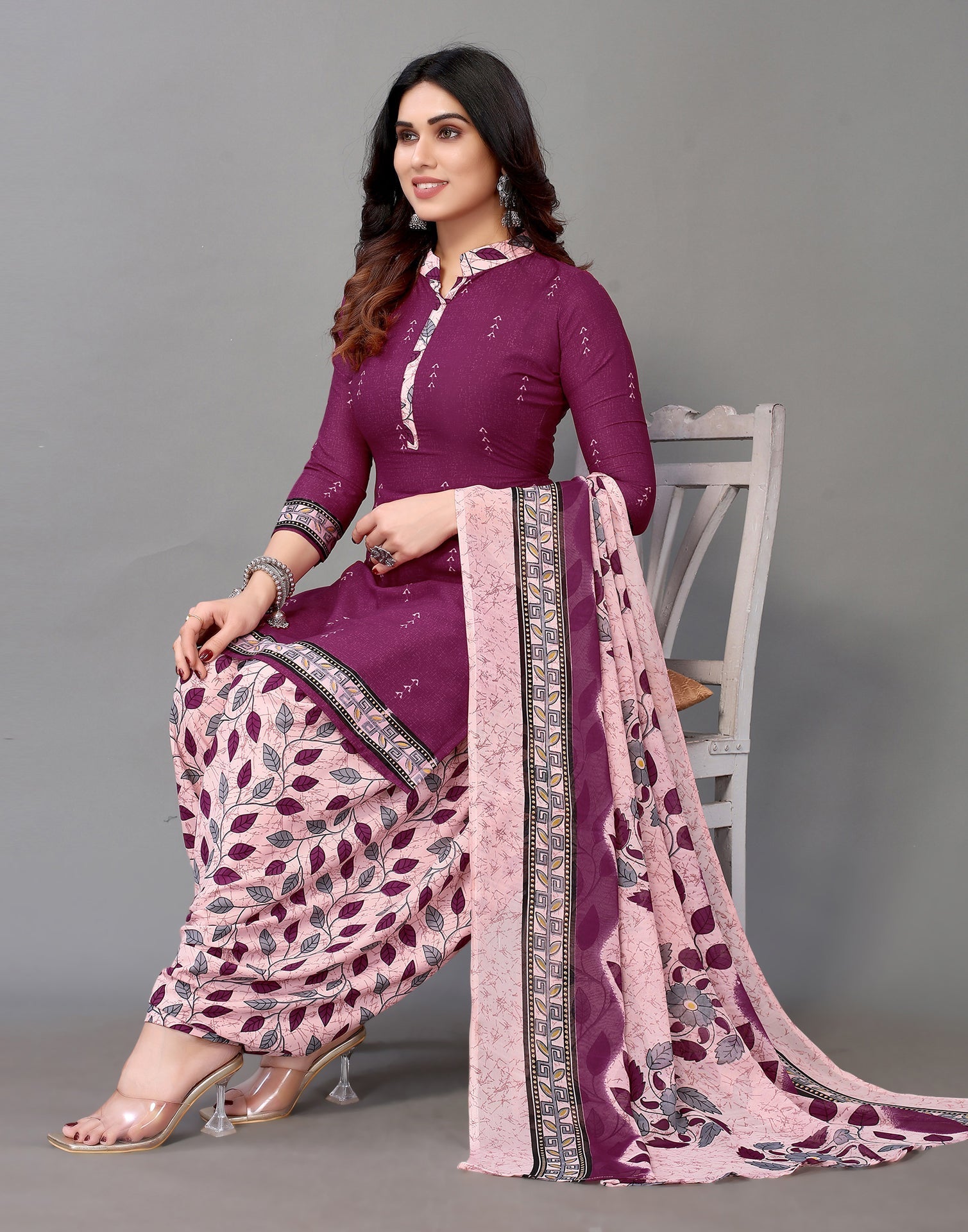 Printed Polyester Unstitched Salwar Suit Material | Sudathi