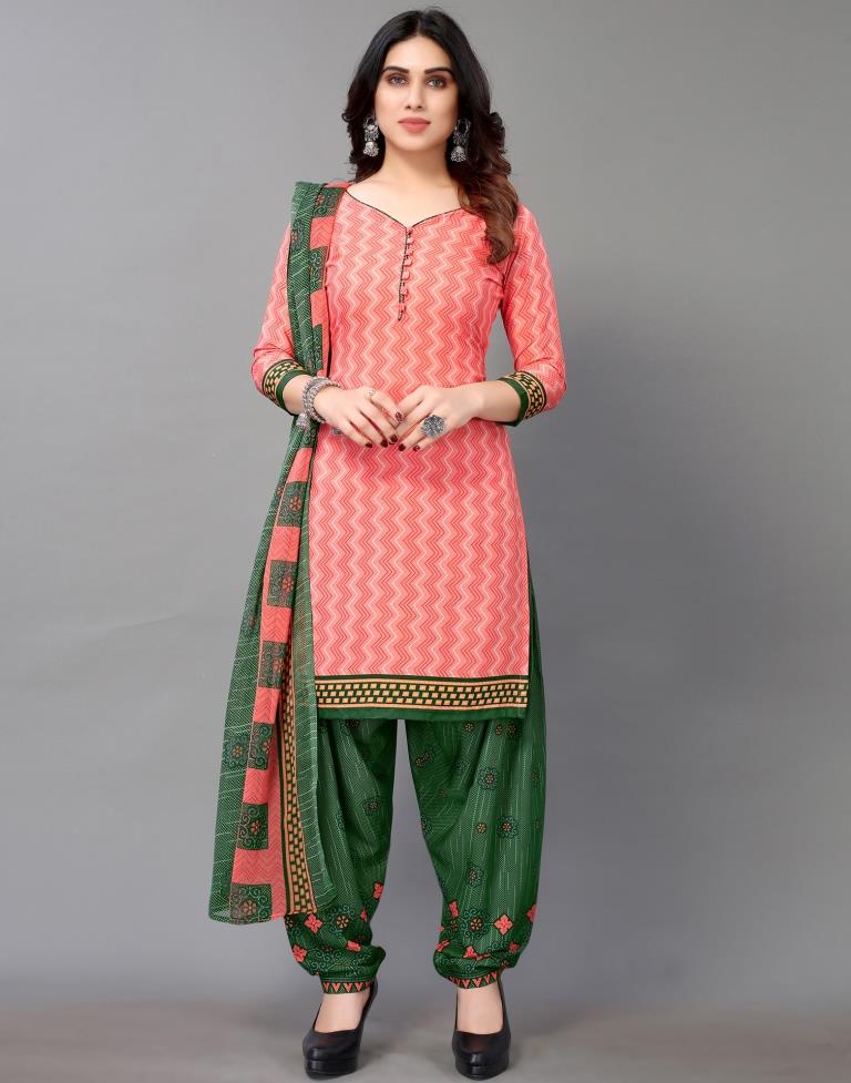 Printed Polyester Unstitched Salwar Suit Material | Sudathi