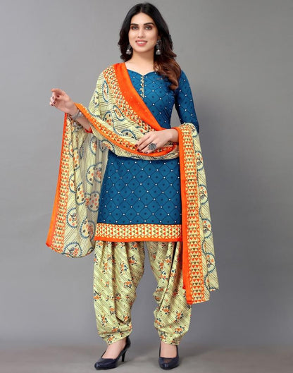 Printed Polyester Unstitched Salwar Suit Material | Sudathi